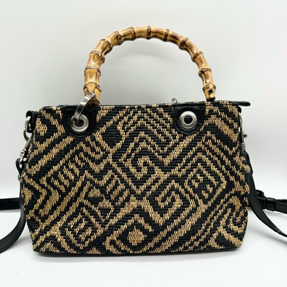 Patricia Nash Empoli Satchel With Bamboo Handle In Tribal Weave Pattern Mid-Size - Picture 2 of 13
